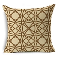 Beige linen pillow cover with dark brown geometric patterns in a Nordic style - 45x45cm / Geometric Arcs (YMD18-14)