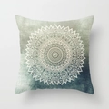 Housse de coussin mandala carrée avec dégradé aquarelle bleu sarcelle bohémien - 45x45 cm / Mandala Dégradé Vert Bleu (DRD54-2)