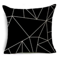 Modern black linen pillowcase with geometric gold lines and abstract pattern - 45x45cm / Golden Edge Polygon (YMD18-15)