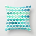Abstract geometric art peach skin pillowcase in teal and turquoise watercolor style - 45x45cm / Blue Teal Smudge Geometric Style (DRD28-20)