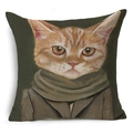 Detail of the woven fabric texture and artistic ginger cat oil painting on a cushion cover - Oil Painting Style Orange Cat (YMD50-12)
