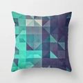 Modern geometric pillow case with mint and blue abstract pattern in peach skin fabric - 45x45cm / Multicolor Patchwork Geometric Style (DRD28-22)
