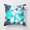 Modern geometric peach skin pillowcase in blue and mint green tones for sofa decor - 45x45cm / Low Poly Abstract Geometric Style (DRD28-24)