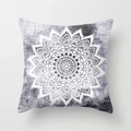 Ethnic mandala peach skin square pillowcase with intricate white patterns on gray - 18x18 Inch / Dark Gray White Mandala (DRD54-10)