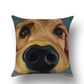 Leinen Kissenhülle mit Golden Retriever Ölgemälde Porträt im modernen Landhausstil - 45x45 cm / Golden Retriever Nahaufnahme (YMD38-2)