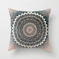 Ethnic mandala style peach skin velvet square cushion cover with grey pink gradient - 18x18 Inch / Gray Pink Gradient Mandala (DRD54-11)