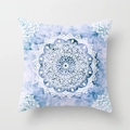 Blue and purple watercolor mandala pattern peach skin pillow cover in square shape - 18x18 Inch / Blue Purple Watercolor Mandala (DRD54-13)