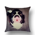 Leinen-Kissenbezug mit Border Collie und rosa Blume auf einem dunklen Hintergrund - 45x45 cm / Schäferhund mit Rosa Blume (YMD38-5)