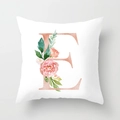 Square cushion cover featuring rose gold letter E with floral watercolor print - 18x18 Inch / Letter E