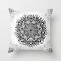 Square mandala throw pillow cover in minimalist black and white peach skin fabric - 18x18 Inch / Black White Minimalist Mandala (DRD54-15)