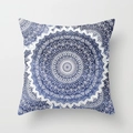 Blue and white mandala pattern throw pillow case in soft peach skin fabric cover - 18x18 Inch / Blue White Center Mandala (DRD54-17)