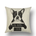 Leinen Kissenhülle mit Französischer Bulldogge und Being Normal Is Boring Aufdruck - 45x45 cm / Französische Bulldogge Slogan (YMD38-10)