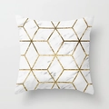 Moderner Kissenbezug mit weißem Marmormuster und geometrischem Goldgitter-Design - 45x45 cm / Marmor Geometrisch (DRD37-2)