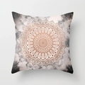 Mandala pattern pillow cover with rose gold geometric print on marble background - 18x18 Inch / Cloudy Rose Gold Mandala (DRD54-20)