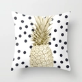 Moderner quadratischer Kissenbezug mit schwarzen Punkten und goldenem Ananasdruck - 45x45 cm / Goldene Ananas Punkte (DRD37-4)