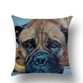 Leinen-Kissenbezug mit realistischem Ölgemälde eines Französische Bulldogge Porträts - 45x45 cm / Bullmastiff Ölgemälde (YMD38-15)