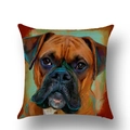 Leinen-Kissenbezug mit Boxer-Hund Ölgemälde-Druck auf weißem Hintergrund - 45x45 cm / Künstlerischer Boxer Hund (YMD38-16)