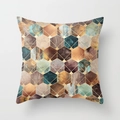 Housse de coussin carrée moderne avec motifs géométriques de marbre et grain de bois - 45x45 cm / Géométrique Abstrait Hexagonal (DRD37-7)