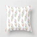 Modern white square pillowcase with colorful artistic peacock feather pattern prints - 18x18 Inch / Colorful All-over Feather Style (DRD81-7)