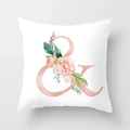 Floral alphabet cushion cover with rose gold ampersand symbol and pink peony decor - 18x18 Inch / Ampersand