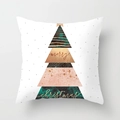 Nordic peach skin Christmas pillowcase with geometric tree patterns and Merry Christmas text - 18x18 Inch / Nordic Geometric Christmas Tree (DRD87-5)