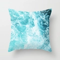 Vierkante kussensloop van perzikhuid met blauw-witte oceaangolven print decor - 45x45 cm / Golfschuim Stijl (DRD43-9)