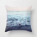 Vierkante kussensloop van perzikhuid met realistische print van oceaangolven en strand - 45x45 cm / Zeegolf Strand Stijl (DRD43-8)