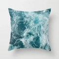 Vierkante kussensloop van perzikhuid met diepblauwe oceaangolven voor op de bank - 45x45 cm / Donkerblauwe Golven Stijl (DRD43-19)