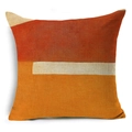 Dettaglio della trama in lino sulla federa per cuscino geometrica arancione e crema - Stile Patchwork Geometrico Rosso Arancio Caldo (YMD65-1)