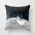Ocean aerial view pillow cover featuring navy waves and sand beach printed on soft peach skin - 18x18 Inch / Aerial Sea Style (DRD43-25)