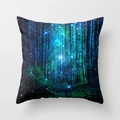Polyester throw pillow cover with glowing forest pattern in dark blue and green - 18x18 Inch / Deep Blue Dream Forest (DRD64-6)
