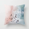 Pink beach and blue ocean aerial print peach skin square cushion cover for sofa - 18x18 Inch / Pink Beach Style (DRD43-21)