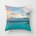 Ocean peach skin pillowcase with turquoise sea and orange sunset cloud aerial print - 18x18 Inch / Sunset Sky Style (DRD43-20)