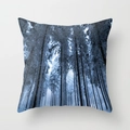 Winter forest photography print pillow cover in soft blue and white polyester - 18x18 Inch / Winter Snow Firs (DRD64-9)