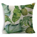 Detailed texture of linen fabric with tropical pineapple and monstera leaf patterns - Pineapple And Monstera Leaf (YMD52-8) / 45x45cm