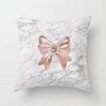 Detailed texture of marble pattern cushion cover with rose gold metallic bow print - Bow Pattern (DRD100-7)
