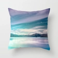 Peach skin throw pillow case with a serene snow mountain and lake landscape print - 18x18 Inch / Purple Mountain Style (DRD43-16)