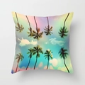 Tropical palm tree peach skin pillowcase with cyan pink yellow gradient background - 18x18 Inch / Gradient Palm Style (DRD43-2)