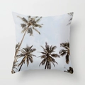 Square peach skin pillowcase with blue tropical palm tree print for sofa decor - 18x18 Inch / Blue Sky Palm Style (DRD43-15)
