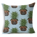 Linen pillowcase with funny pug pineapple print on light blue background texture - 45x45cm / Creative Pineapple Pug (YMD39-21)