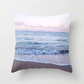 Ocean beach sunset peach skin cushion cover for sofa decor with sea wave print - 18x18 Inch / Pink Sunset Beach Style (DRD43-11)