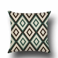 Detailed view of square linen pillowcase texture featuring vintage geometric pattern - Retro Diamond Geometric (YMD66-11)