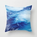 Square peach skin pillowcase featuring a realistic deep blue ocean wave pattern design - 18x18 Inch / Blue Wave Style (DRD43-4)