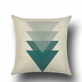 Detailed macro view showing the coarse linen texture and teal geometric triangle pattern - Gradient Green Triangles (YMD66-9)