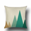 Detail of linen pillowcase featuring Nordic geometric mountain patterns and fabric texture - Geometric Mountain Lines (YMD66-4)