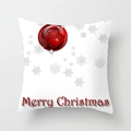 Detail of Santa Claus print on white peach skin pillow case with Merry Christmas text - Red Christmas Ball (DRD108-5)