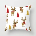 Detail von Weihnachts-Rentier und Festbaum-Mustern auf weißem Dekokissenbezug - Cartoon Rentier und Weihnachtsbaum Weiß (xmas7-6) / 45x45cm(Nur Bezug)