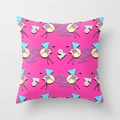 Pink flamingo square pillow with retro geometric pattern and soft polyester texture - 18x18 Inch / Pink Retro Pop Style (DRD56-1)