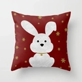 Detail of red festive cushion cover with white marble rabbit and gold snowflakes - Red with White Rabbit (DRD108-6)