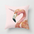 Creative flamingo unicorn watercolor print polyester cushion cover in light pink - 18x18 Inch / Watercolor Flamingo Unicorn (DRD56-2)